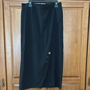 JM Collection Black Asymmetrical Pencil Midi Skirt